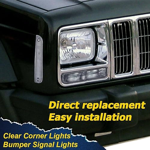 Miniatura 2 de G-PLUS Luces de esquina y luces de señal de parachoques compatibles con Jeep Cherokee XJ 1997-2001, 4 piezas (lente ahumada, carcasa cromada,