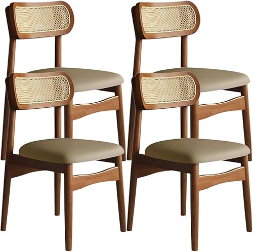 Miniatura 38 de YVYKFZD Sillas de comedor de madera maciza, juego de sillas de cocina sin brazos, silla de comedor con respaldo de ratán, silla lateral cómoda