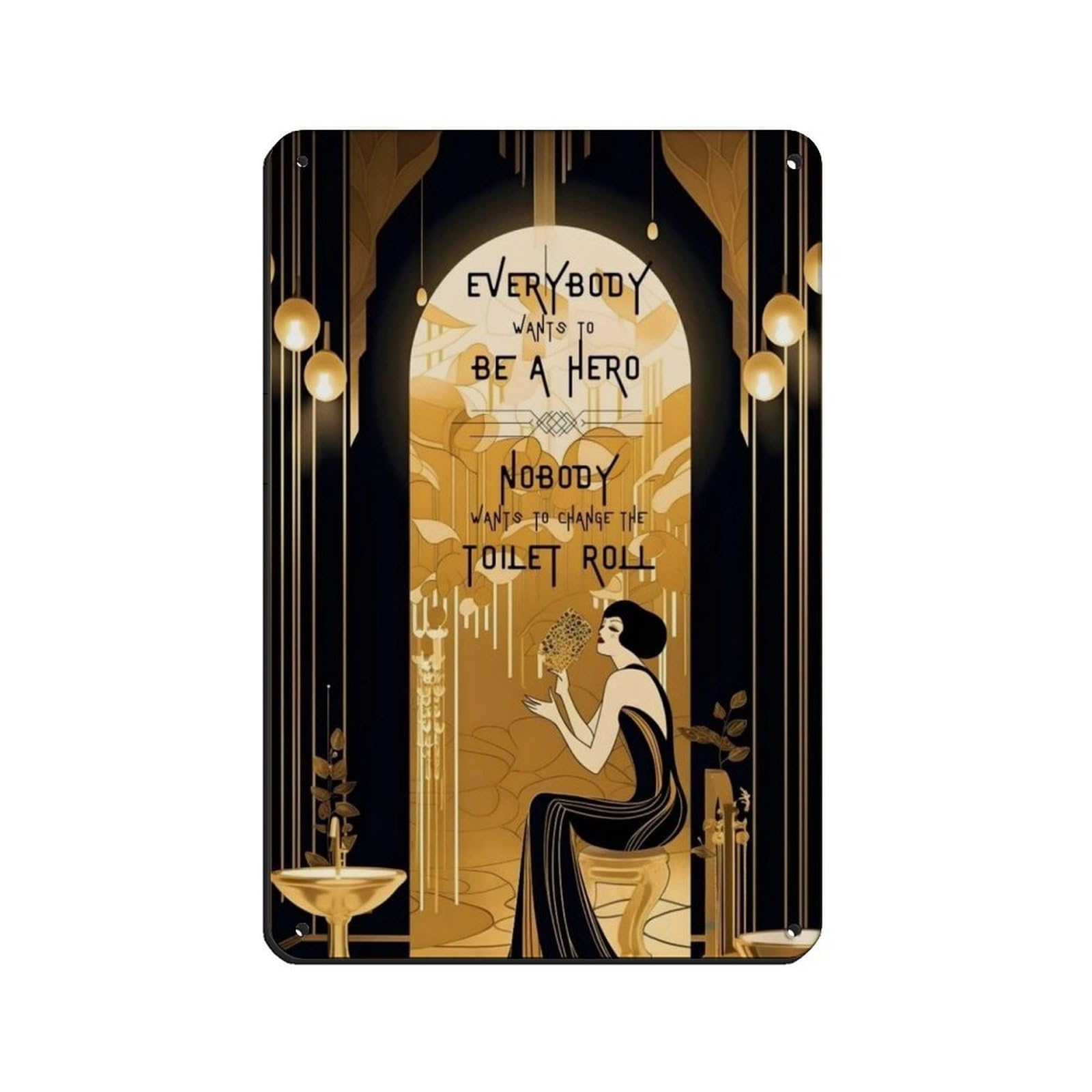 Bathroom Art Deco Tin Sign Vintage Metal Pub Club Cafe Bar Home Wall Art Decoration Poster Retro 8x12inch(20x30cm)