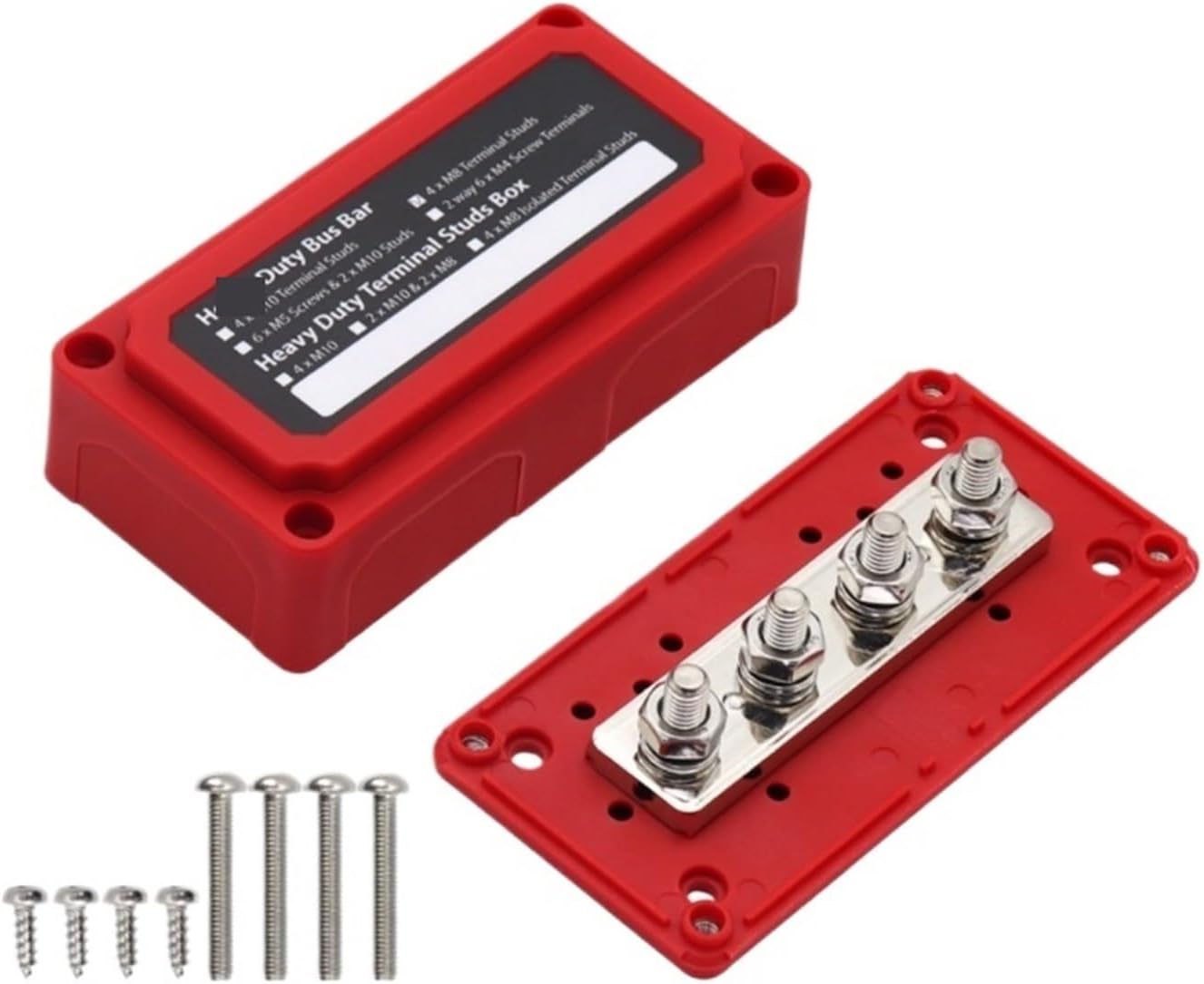 300A for DC 48V High Current Black Red for Shell Power Distribution Block Busbar Box Busbar Automobiles Maximum Connecti(Red)
