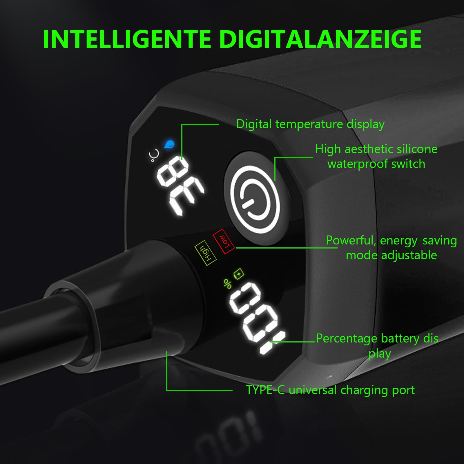 GBKDQQ Doccia da Campeggio Portatile, Doccia da Campeggio con Batteria da 6000mAh, Secchio Pieghevole da 20L, Indicatore di Temperatura, Testa Doccia e Tubo da 2m per Lavaggio Auto, Giardino, Spiaggia