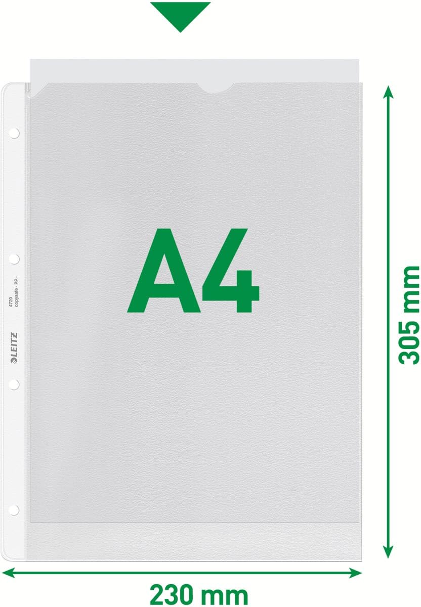 Leitz 4720-00-03 - Funda de plástico (troquelada, A4, 130 my, PP, 100 unidades)