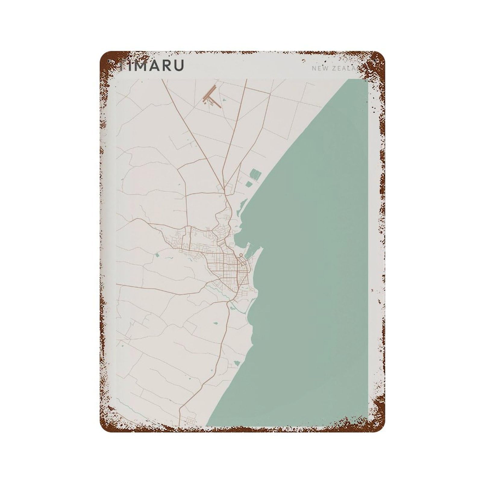 xiaoxiaoshen Timaru Map New Zealand Wall Decor Art Metal Tin Poster Modern Home Decor Art Home Bar Shop Decorations Vintage Sign 40x30cm