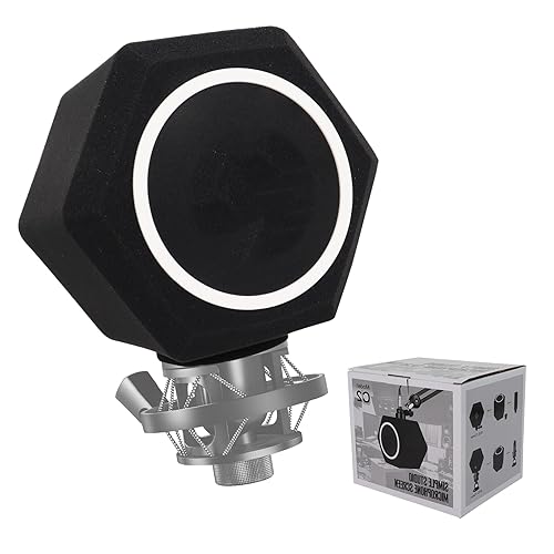 Microphone Isolation Ball, Microphone Isolation Shield with 2-Layered Pop Filter for Microphone