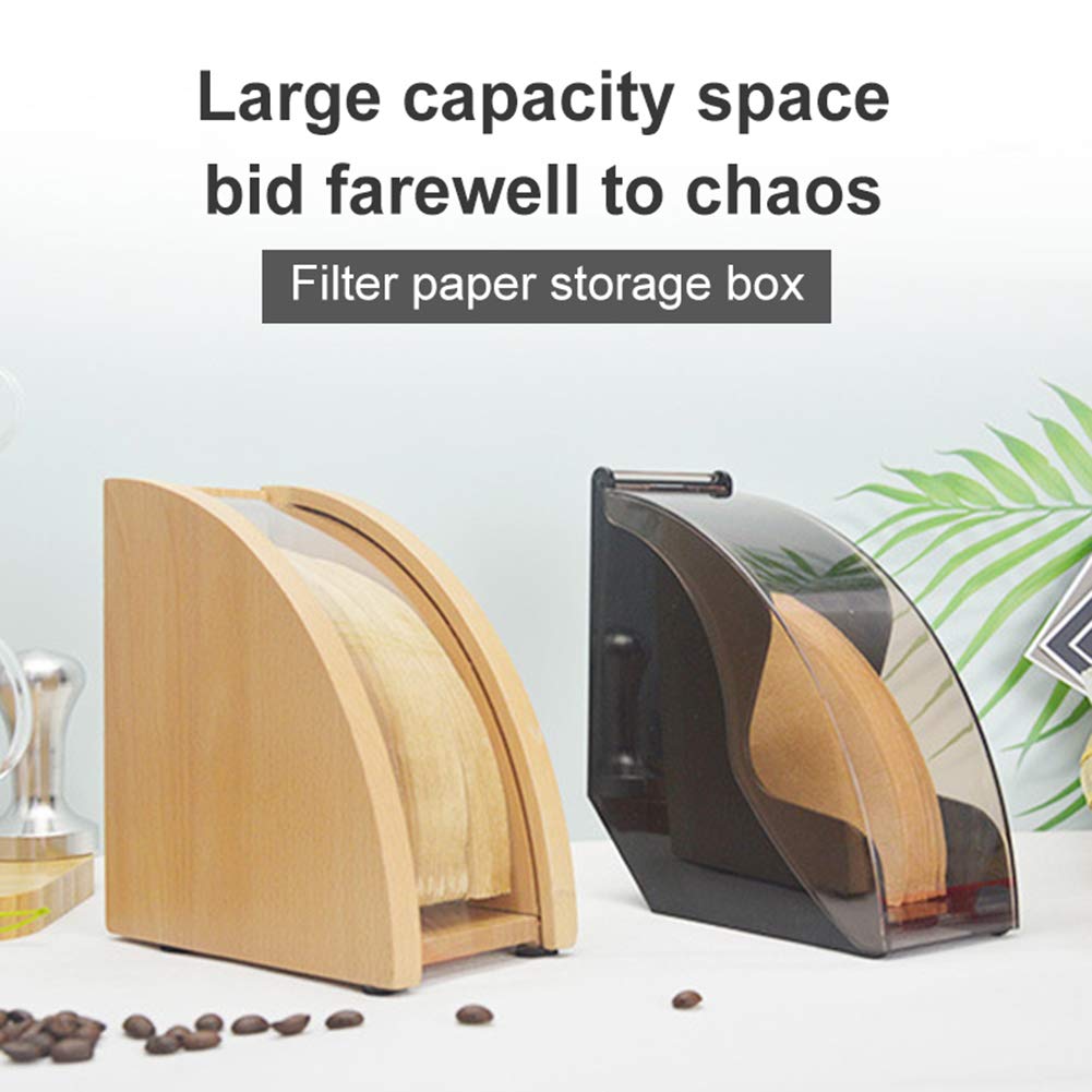 Contenitore Per Filtri Da Caffè In Legno E Acrilico - Capiente 100 Pezzi, Con Coperchio Antipolvere - Scatola Salvafiltri Conici