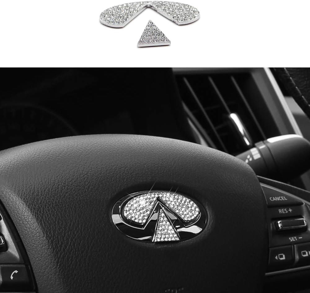TopDall Steering Wheel Bling Crystal Shiny Diamond Accessory Interior Sticker Compatible for Infiniti