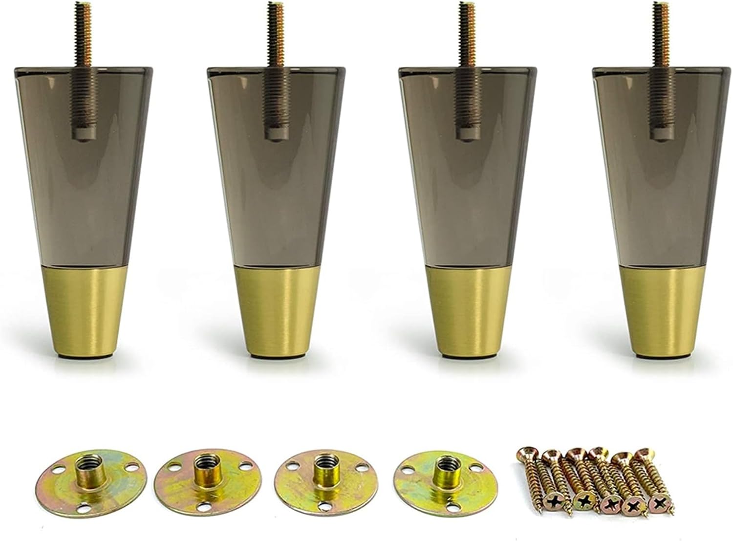 AVIMYA 4Pcs Acrylic Furniture Legs 120mm Black Clear Replacement Sofa Feet Cabinet Modern Clear Decor (Color : Silver)