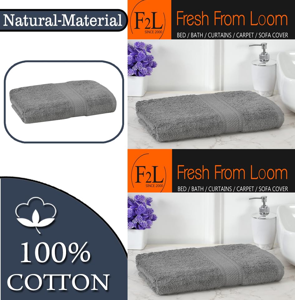 Image of FRESH FROM LOOM Luxury Edition 500 GSM Egyptian 100% Pure Cotton Towel | Soft Dual Stitched Bath Towel for Men & Women | No Hand Touch Production (27x54 inch | Charcoal Grey)-1pc