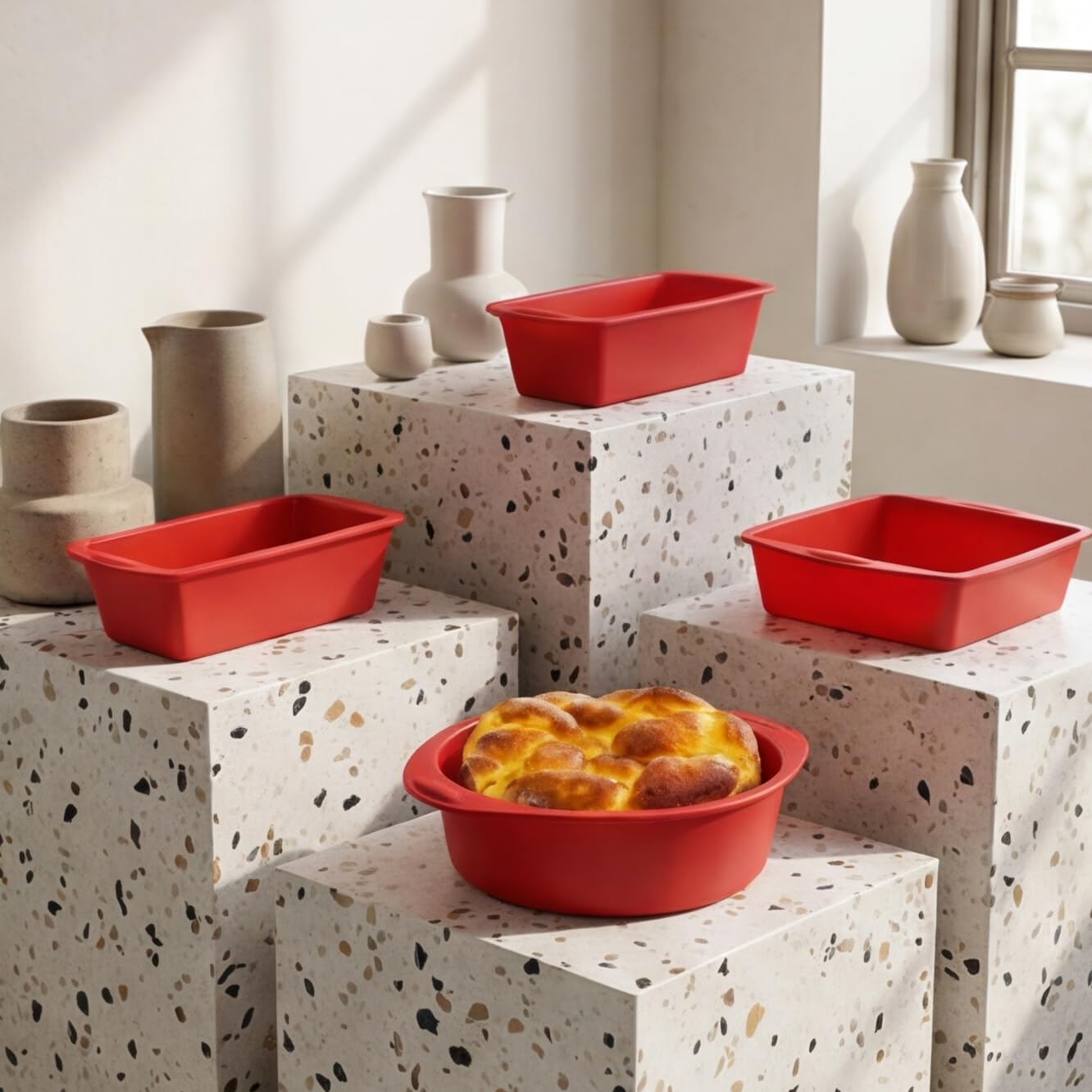 Wiederverwendbares Silikon-Backformen-Set, 3-teilig, antihaftbeschichtet, flexibel, formstabil, backformen für Zuhause, Bäcker, ofenfest, mikrowellengeeignet