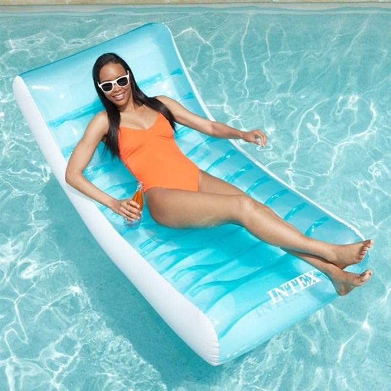188x99cm Strongest Inflatable Sunbathing Pool Chair with Cup Holder & 100kg Weight Capacity | Poolside Relaxation Bed Rockin Lounge - Pack of 1 - Image 3 thumbnail