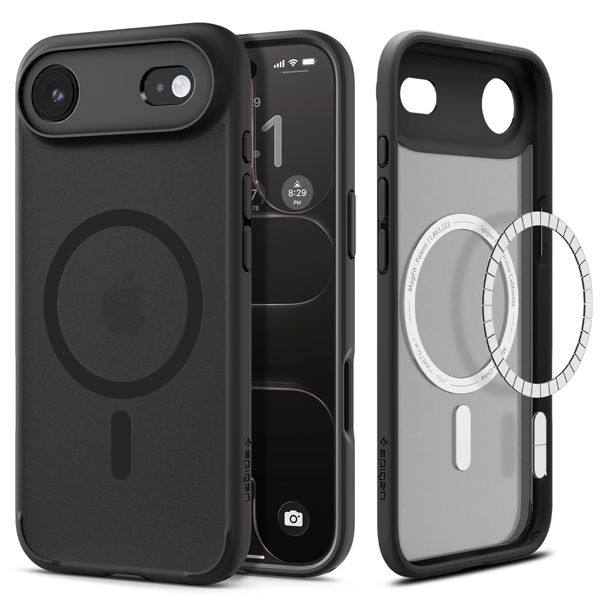 Spigen iPhone Air Hülle [Spigen Signature] Ultra Hybrid MagFit Case Handyhülle Transparent Kompatibel mit MagSafe -Frost Black