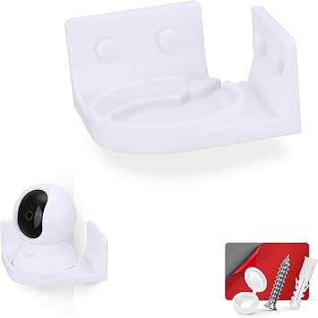 Corner Wall Mount Holder For Tapo Pan/Tilt C200 & C210 Smart Security Camera, Custom Designed Bracket, Reduce Blind Spots & Clutter, Easy to Install, Adhesive & Screw In White
