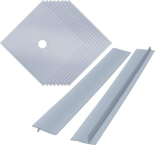 Gas Hob Range Protectors 8 Pcs,MSDADA Reusable Gas Hob Covers Stove Burner Covers with 2 Pcs Stove Counter Gap Cover,Non-Stick Stove Top Protectors Heat-Resistant Stove Burner Liner Cover(Silver+Grey)