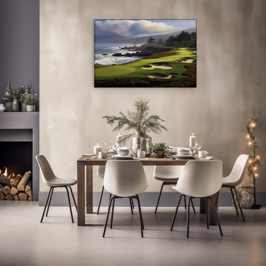 Canvas for Living room. Seaside Splendor on the Green � Discover Serenity at the Ocean's Edge Golf Haven, 27 x 18 inch Canvas Wall Art - Ready to Hang - 69x46 cm (27x18 inch)