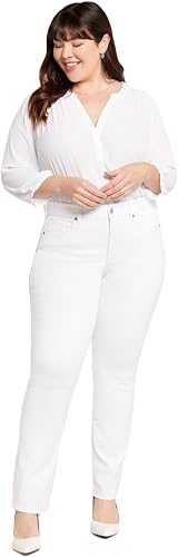 NYDJ Marilyn Straight Denim Jeans, Blanc (Optic White), S Femme