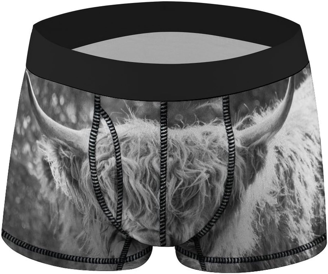 Black White Highland Cow Men's Underwear Soft Novelty Boxer Briefs Underpants Shorts Trunks