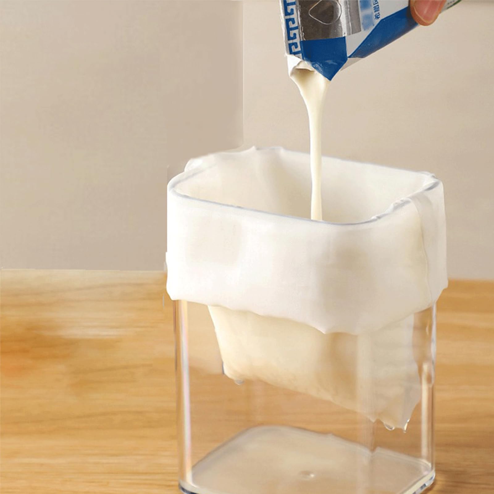 1 colino per yogurt da 1100 ml, con sacchetto a rete fine e coperchio, per yogurt greco spesso, latte di soia, frutti di bosco, zuppe, succhi di frutta, caffè, tè (Y321-1)
