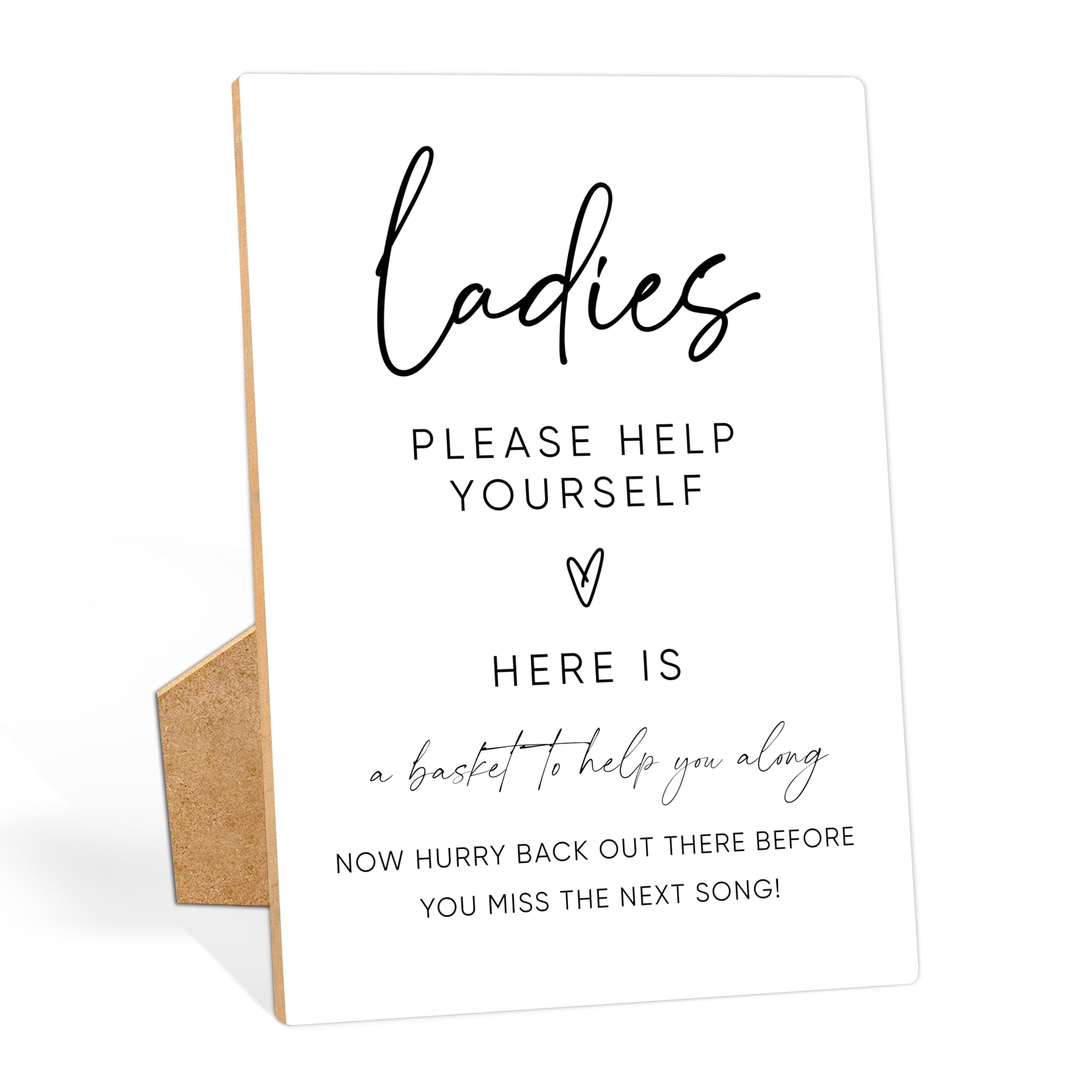 Wedding Bathroom Basket Supplies, Simple Ladies Wedding Bathroom Signs, 8 X 11 Inch, Bridal Shower Favors, for Women Decor, Bridal Shower, Elegant