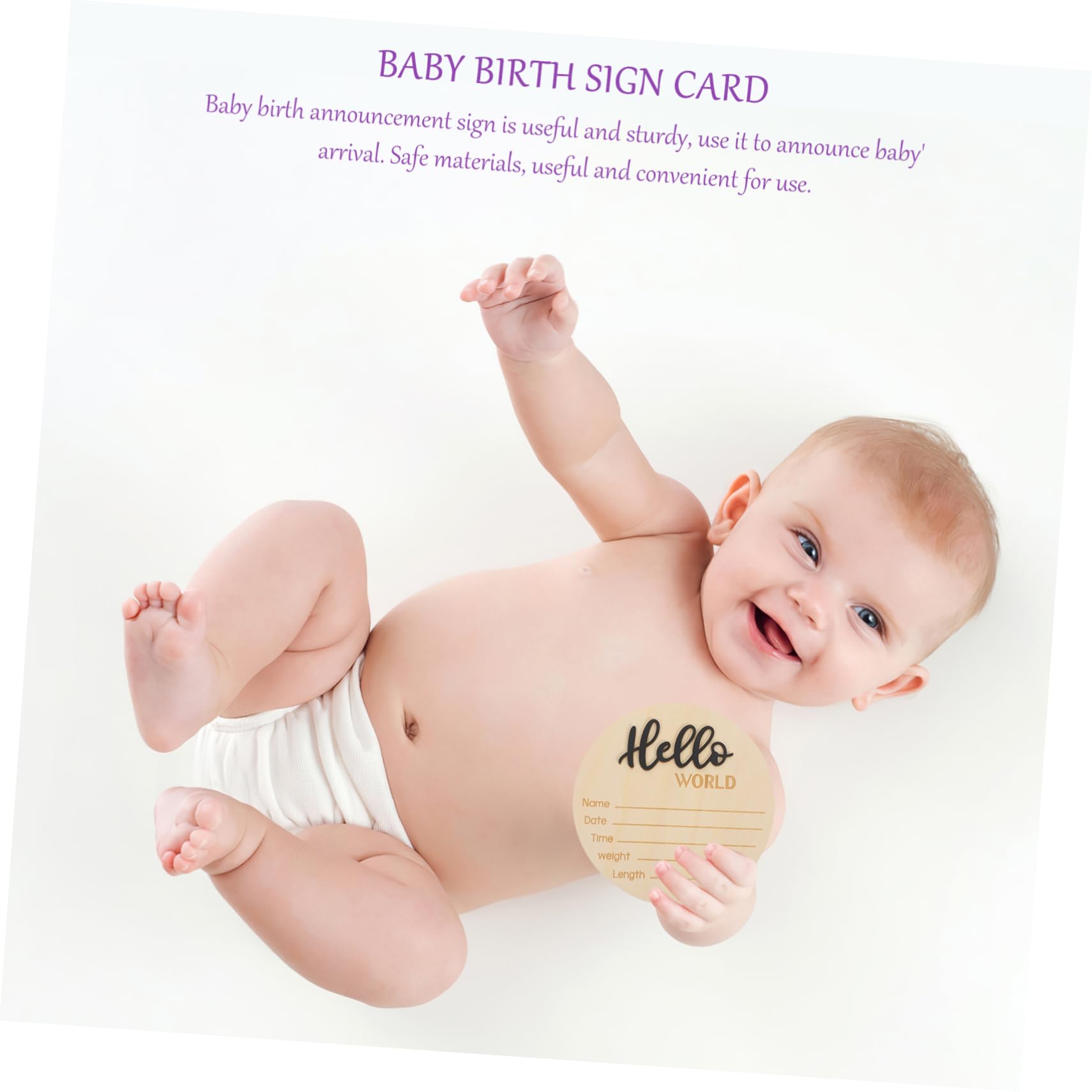 RORPOIR Wooden Birth Announcement Sign Hospital Newborn Board Round Name Announcement Photography Prop Easy to Use
