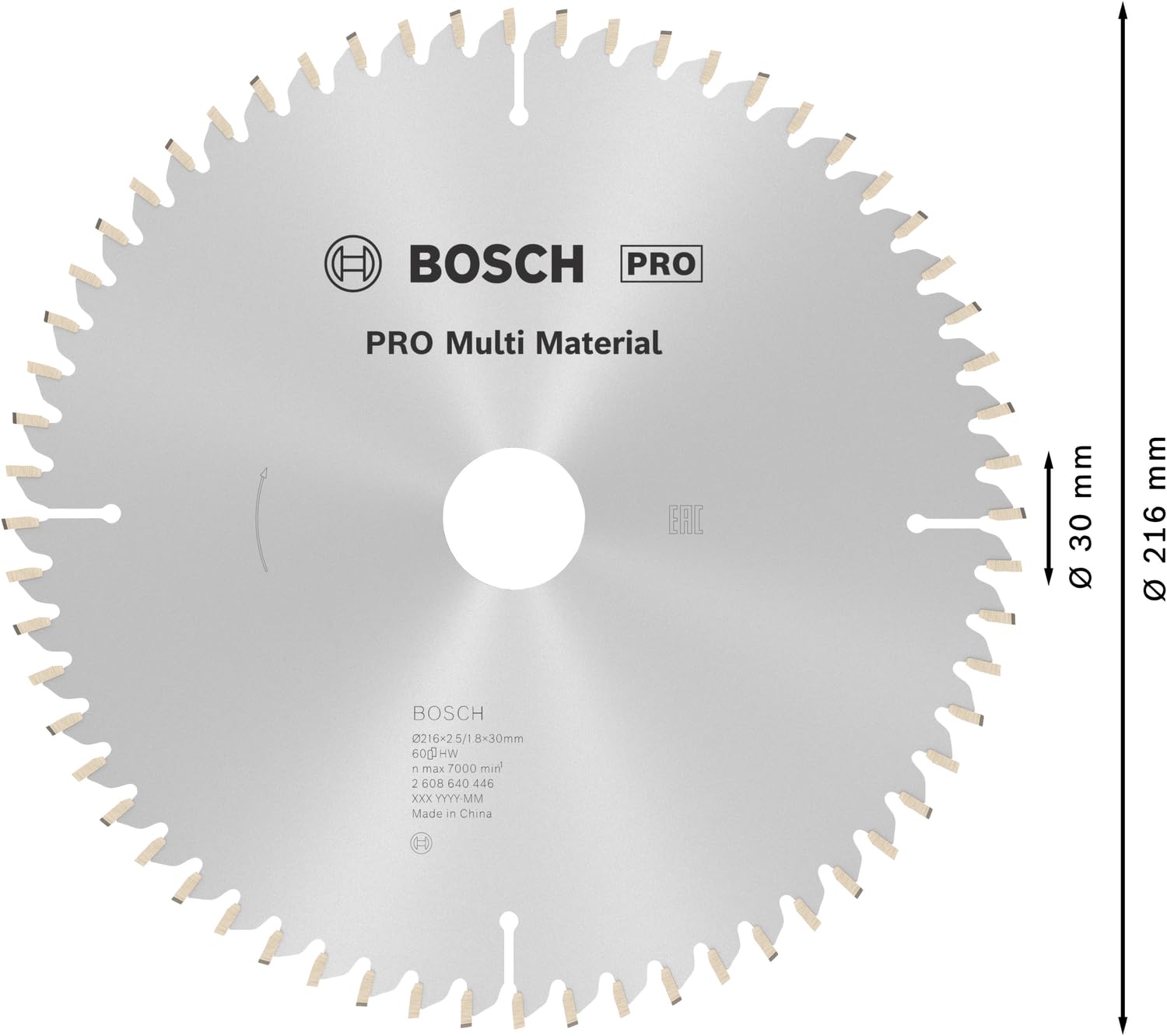 Bosch 1x Lame de scie circulaire PRO Multi Material pour scies à onglets filaires (pour Aluminium, Plastiques, Ø mm, Professional Accessoire Scie circulaire à onglets)