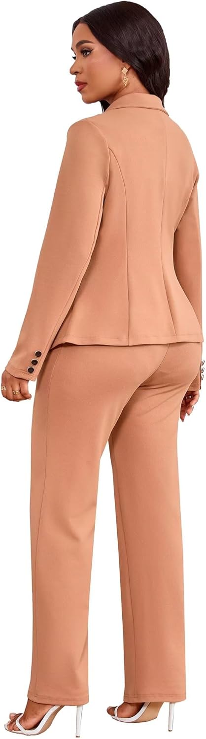 Kafiloe Women Suits 2 Piece Set Long Sleeve Blazer Pants Suit Dressy Business Casual Work Outfits Office - Image 5