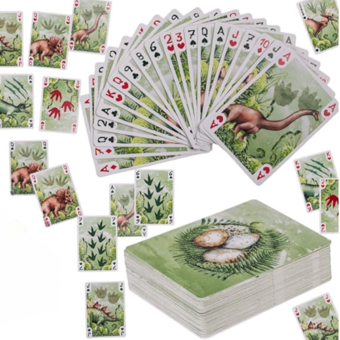 BLUECHOLON Playing Cards, Playing Cards, Poker Deck. Dinosaur Playing Cards, Approx. 5.5 x 8.7 cm, for Adults, Children and Teenagers