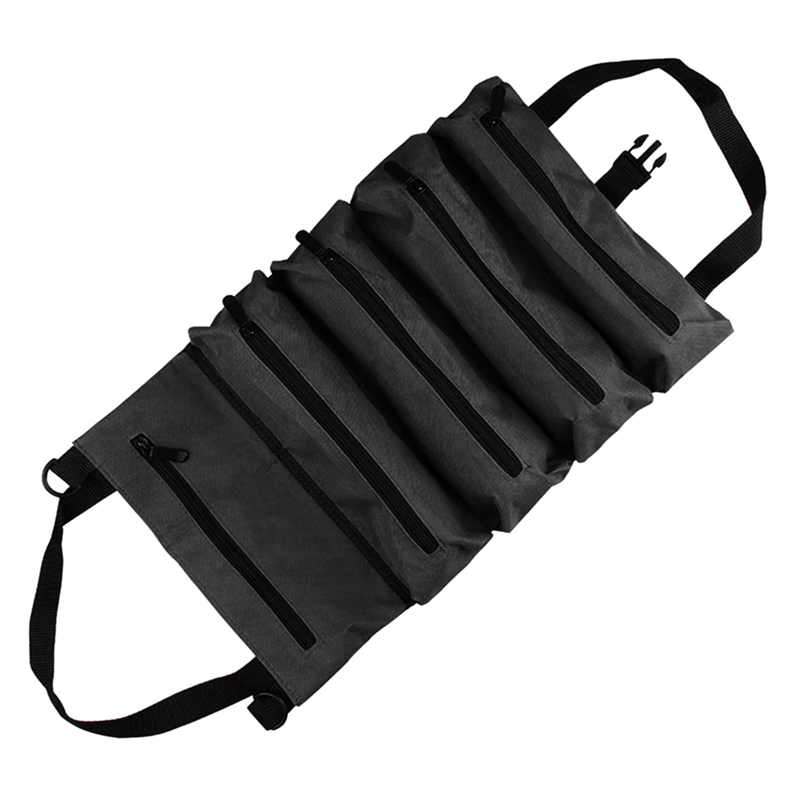 Ywluuoo Black Tool Roll Organizer Multi Pocket Hanging Tool Roll Portable Organizer Carrier Bag For/Electrician Motorcycle Bag