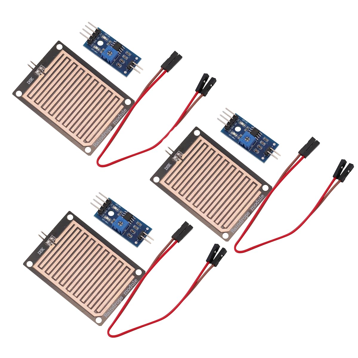 Sensore pioggia LM393 Rilevatore pioggia Modulo gocce di pioggia Modulo sensore umidità 3,3-5V (3 pezzi)