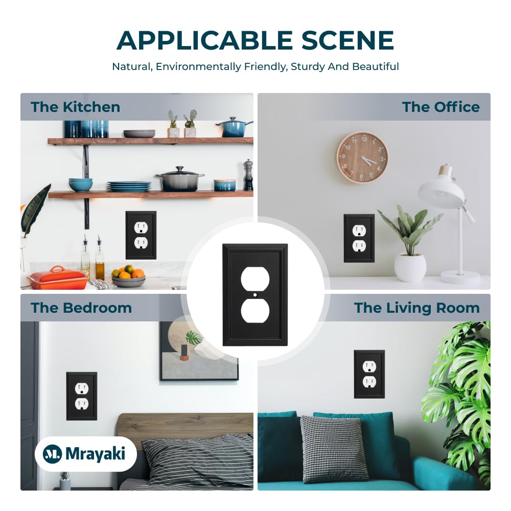 Black Bamboo Outlet Covers - Stylish & Durable Wall Plates -6