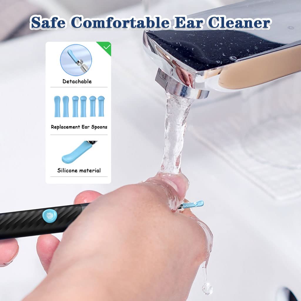 Detergente Per Orecchie Visivo Domestico Per Ragazzi, Telecamera Auricolare Pixel Ultra HD Da 1200 W, Otoscopio Con Custodia Rimovibile In Silicone(Black color)