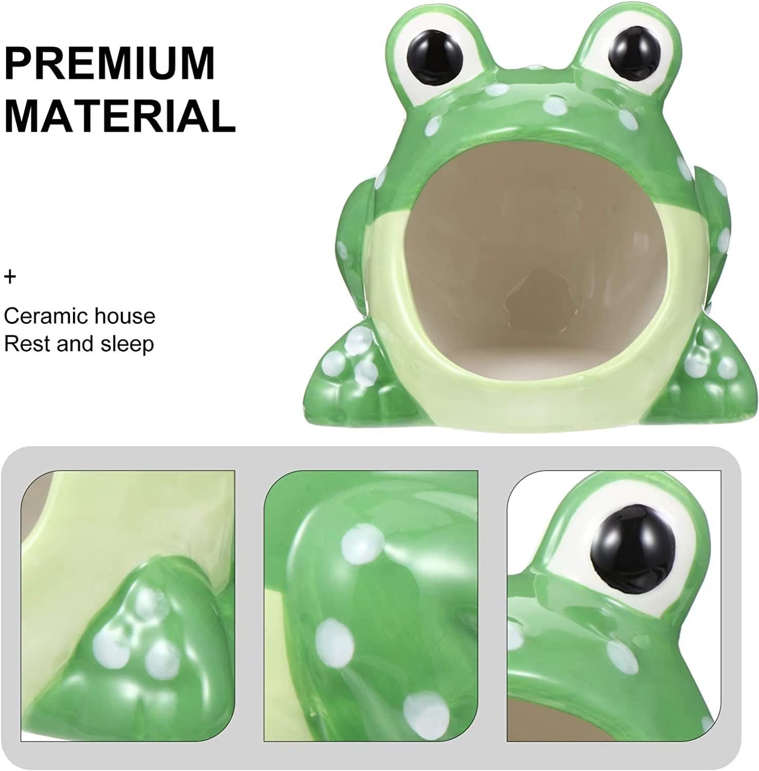 Cartone animato piccolo animale domestico in ceramica criceto nido critter bagno rana a forma di gabbia accessori in ceramica per nano, criceti, gerbilli, piccoli animali, verde