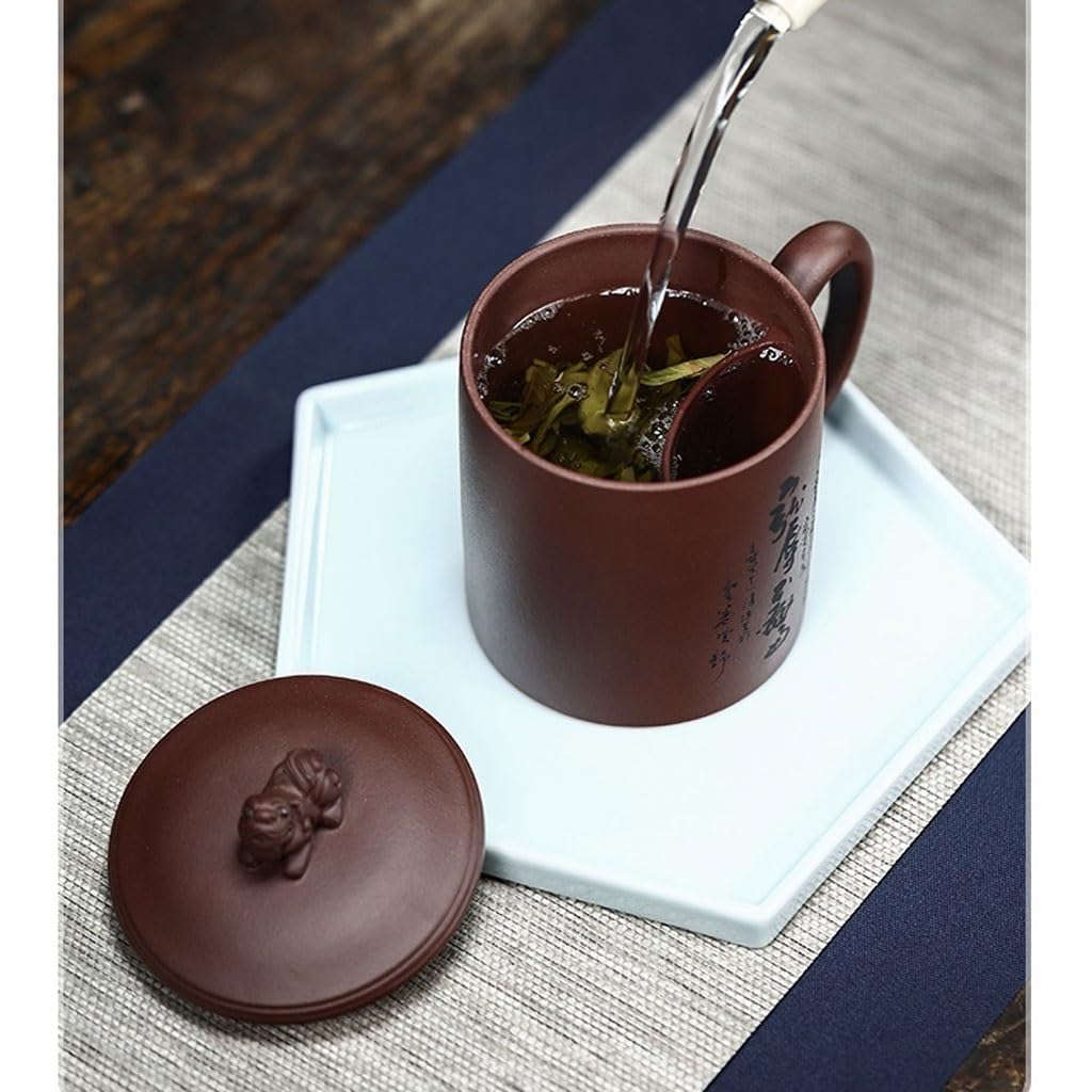 Filiżanki Matcha 480 ml z sitkiem do herbaty fioletowy piasek filiżanka do herbaty filtr separacja wody herbata zaparzająca kubek męski ręcznie robiony zestaw do herbaty kubek do herbaty kubek do