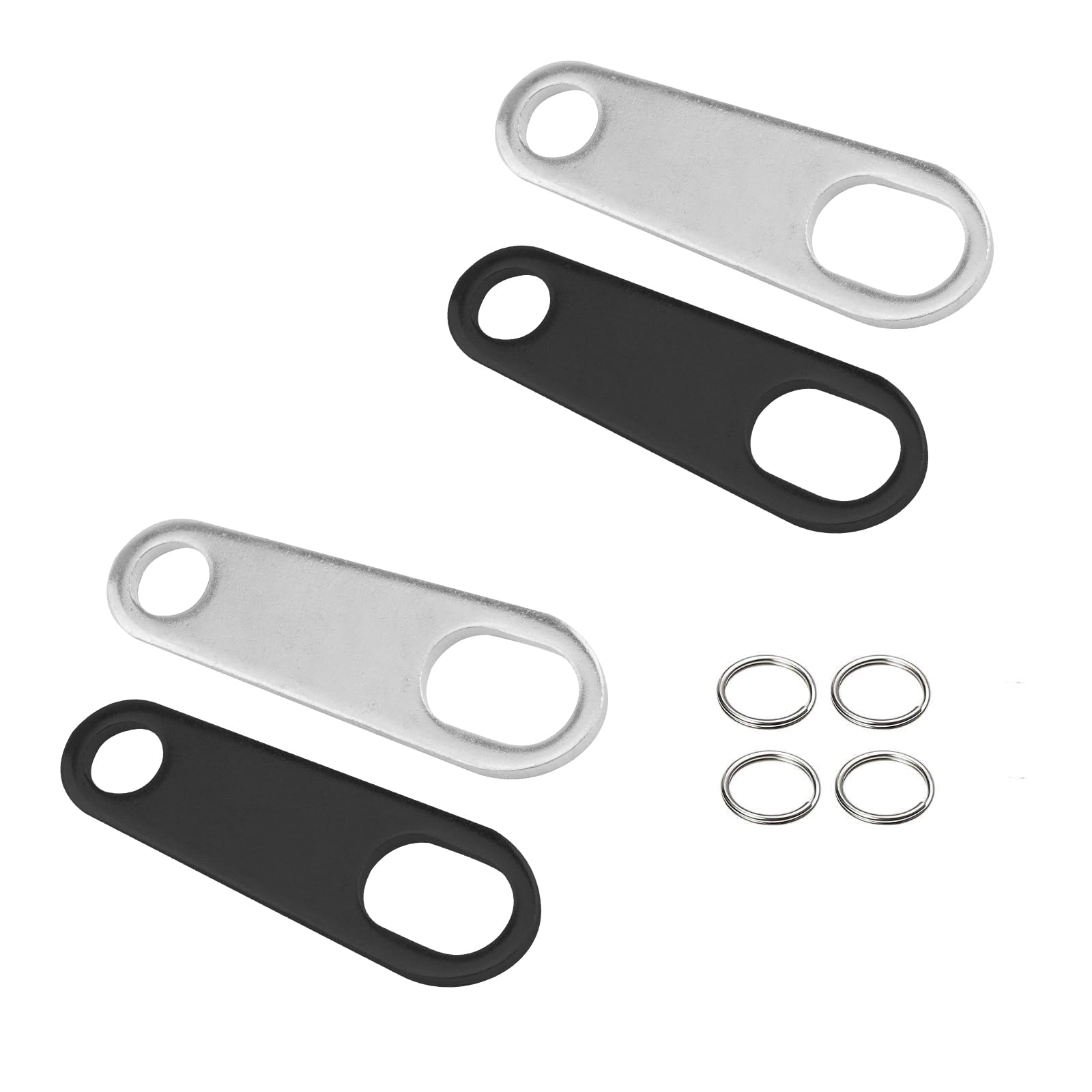 CTZSR Luck Riding Motorcycle Bell Hanger - 4 Pieces Hangers With 4 Split Rings & Guardian Angel Accessories Fits for Any Bells | 2 Black 2 Silver