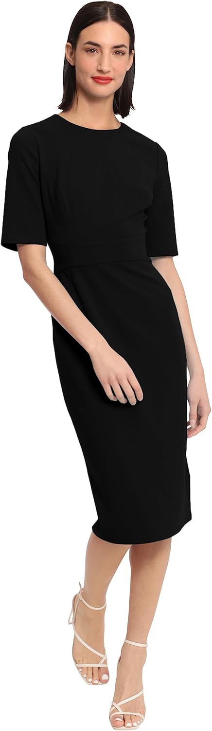 Donna Morgan Womens Curved Waist Seam Crepe Workwear Dress Career Office Desk to Dinner Event Occasion Guest of - Image 2