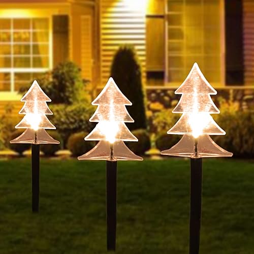 Generic Luces solares de camino para árbol de Navidad, luces LED impermeables de decoración de Navidad con temporizador, luces nocturnas de césped