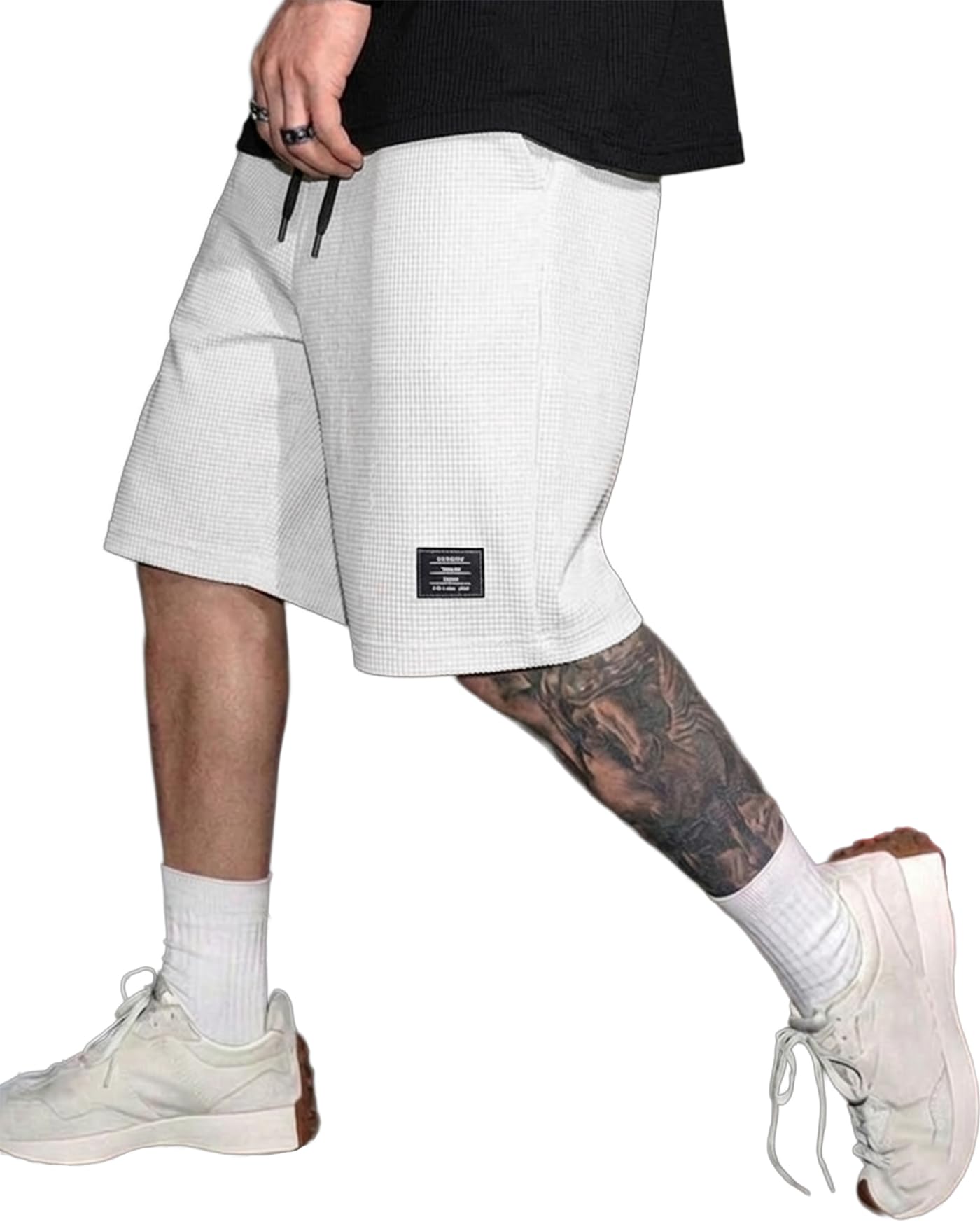 enitor Men Solid Drawstring Waist Casual Knee Length Boxers,Solid Men Beige Basic Boxers-picture-31