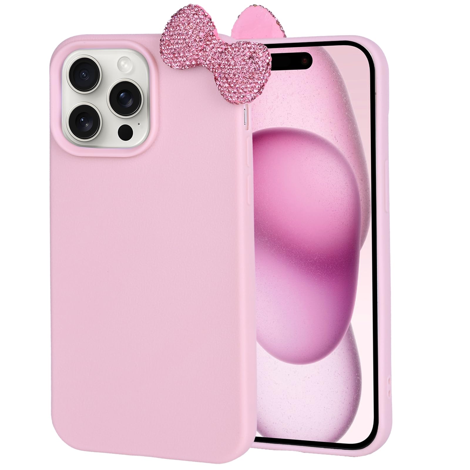 Pajony Cases for iPhone 12 Pro Max, Luxury Glitter 3D Rhinestone Bow Phone Cover Soft Litchi Pattern Protective Phone Case for iPhone 12 Pro Max 6.7"