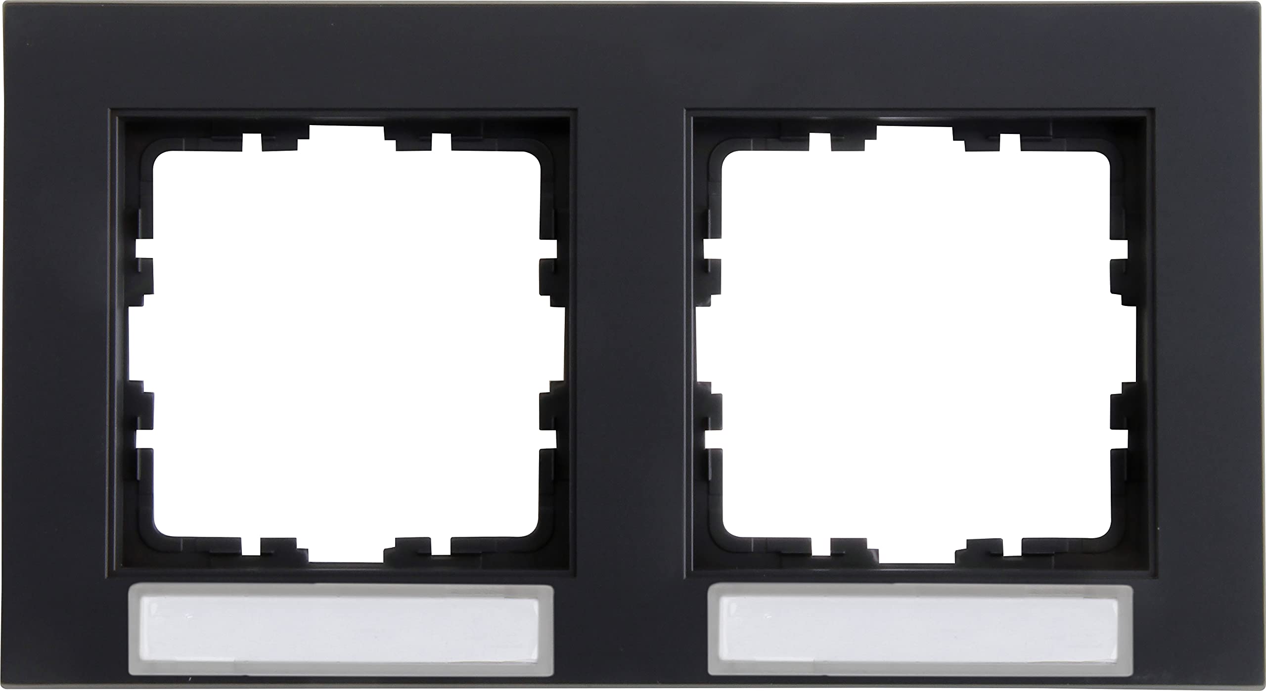 Kopp HK07 - Abdeckrahmen 2-Fach, waagerechte Installation, mit Schriftfeld, Farbe: anthrazit, 10er Pack, 402615200