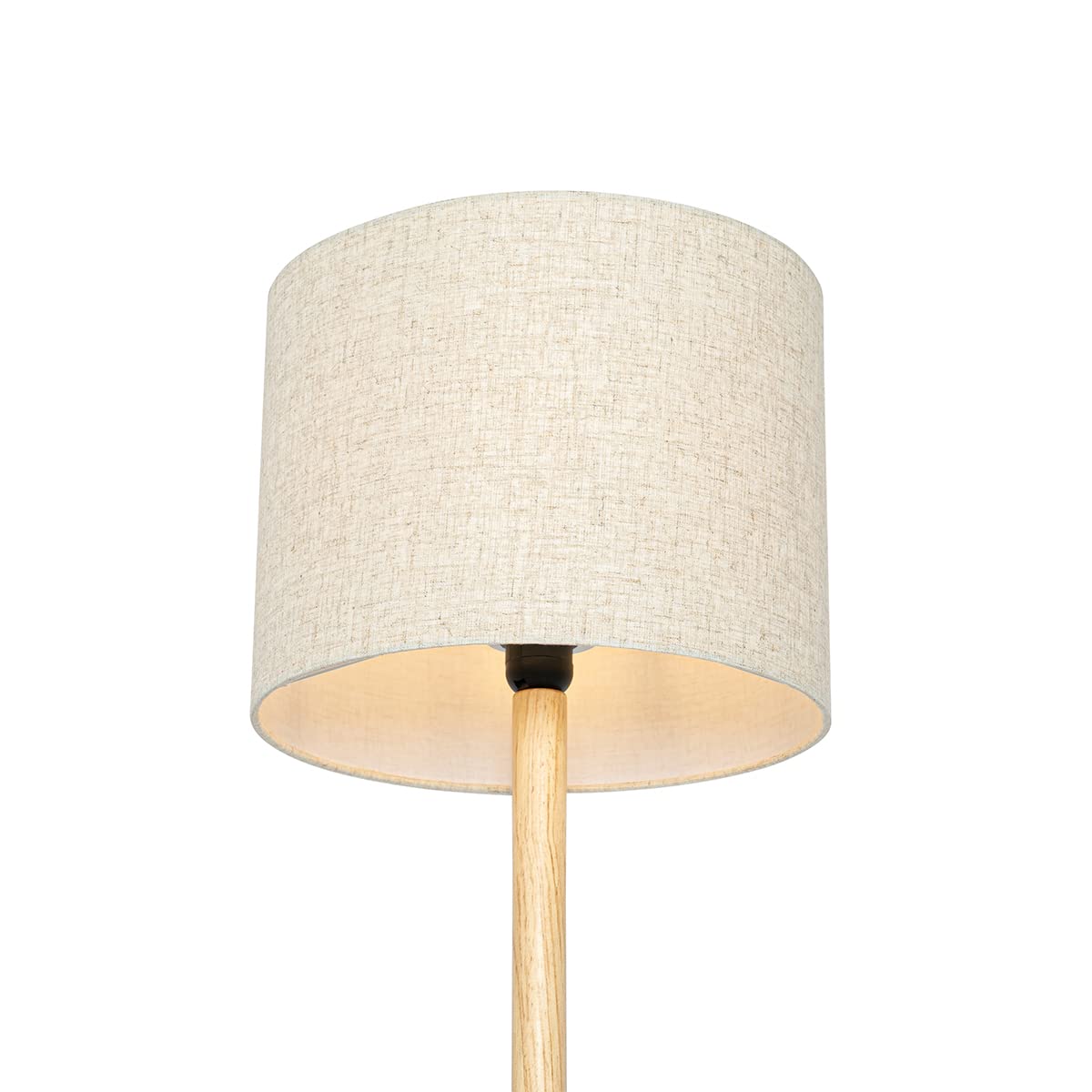 Qazqa rústico Lámpara de pie rural madera pantalla lino beige 32 cm - Mels/Lino Redonda Adecuado para LED Max. 1 x 40 Watt