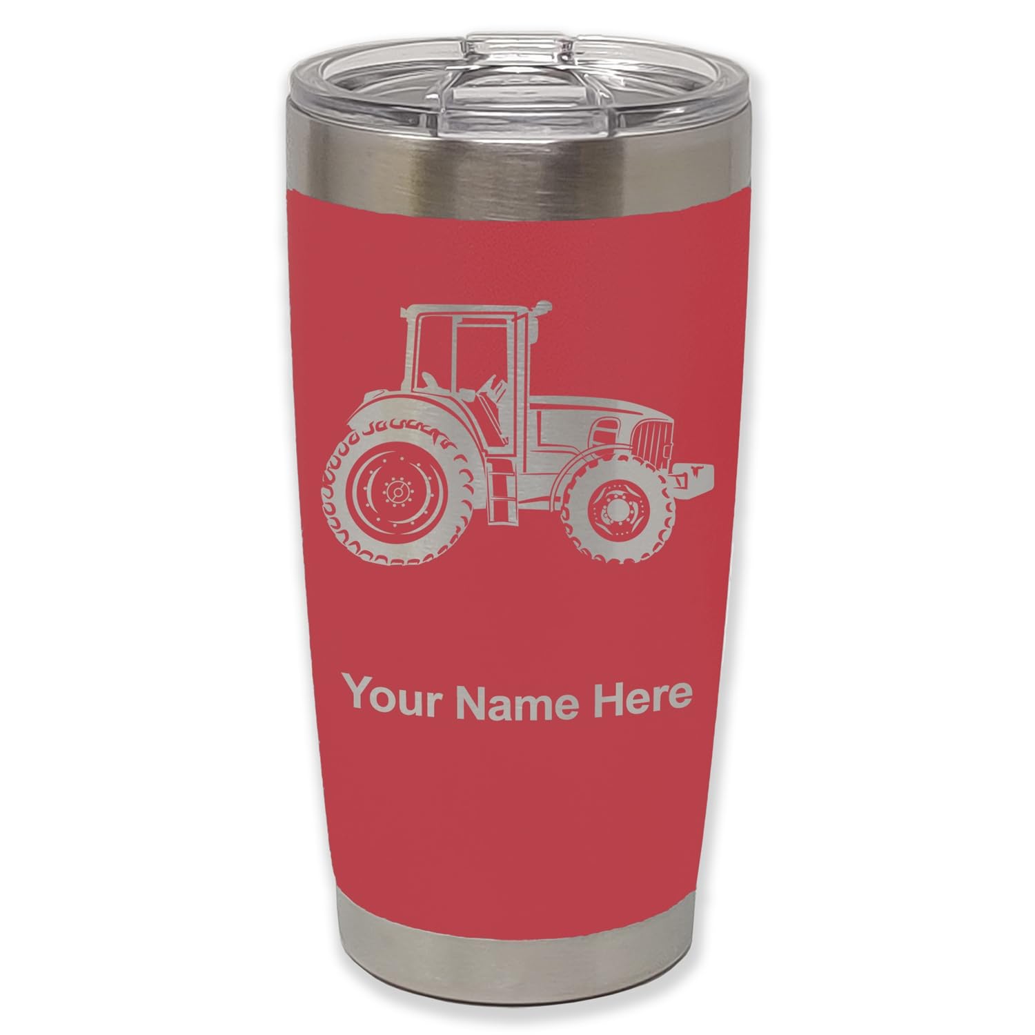 LaserGram 20oz Vacuum Insulated Tumbler Mug, Farm Tractor, Personalized Engraving Included (Maroon)