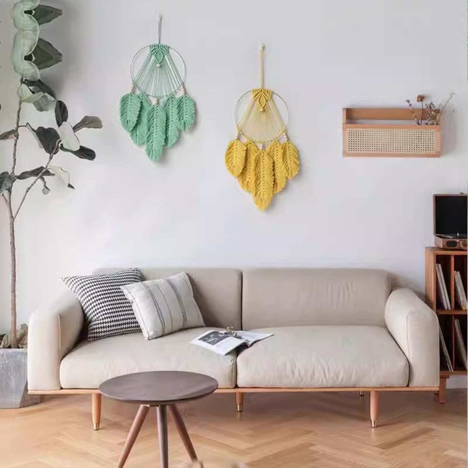 Rideaux en macramé Toile De Fond De Mariage en Macramé Jaune, Rideaux en Macramé pour Fenêtres, Rideau en Cordes De Coton pour La Décoration Murale(Green)