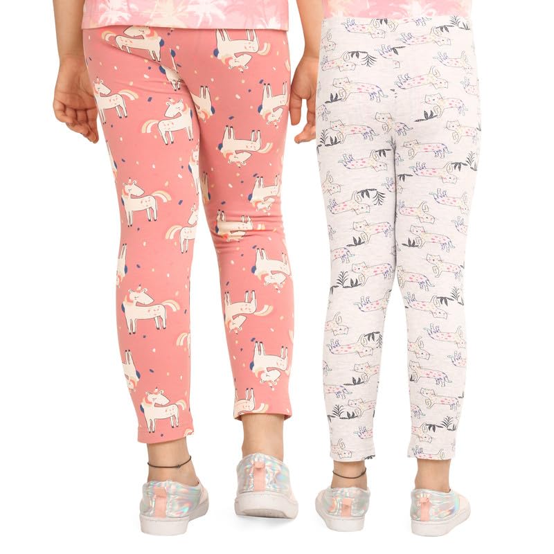 Image of ARIEL Cotton Printed Non-Transparent Regular Fit Ankle Length Leggings for Girls
