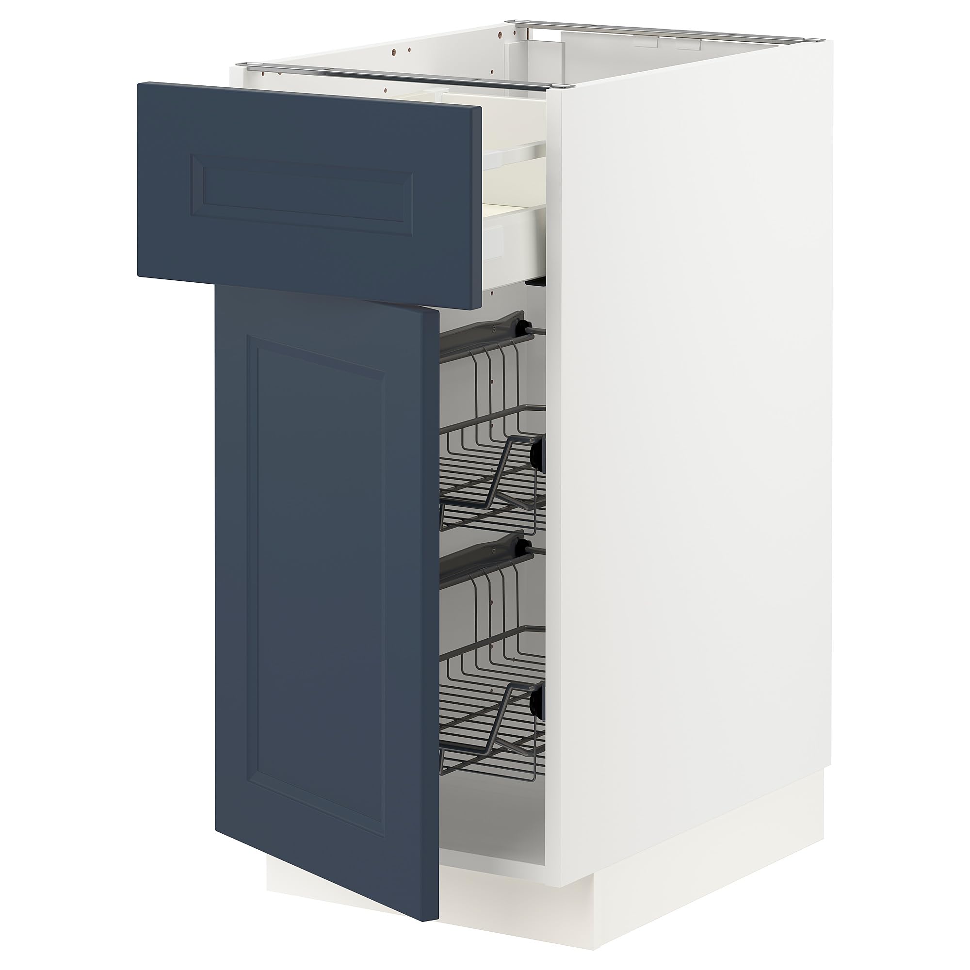METOD / MAXIMERA Cabine de base avec panier en fil et tiroir pour cuisine