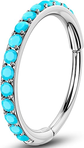 Amazon.com: OUFER Turquoise Nose Rings Hoops 316L Surgical Steel, 20G Nose Piercing Jewelry, Hinged Segment Hoop Nose Rings for Women Men, Septum Lip Rings Cartilage Conch Rook Helix Tragus Daith Earrings-6MM : Clothing, Shoes & Jewelry