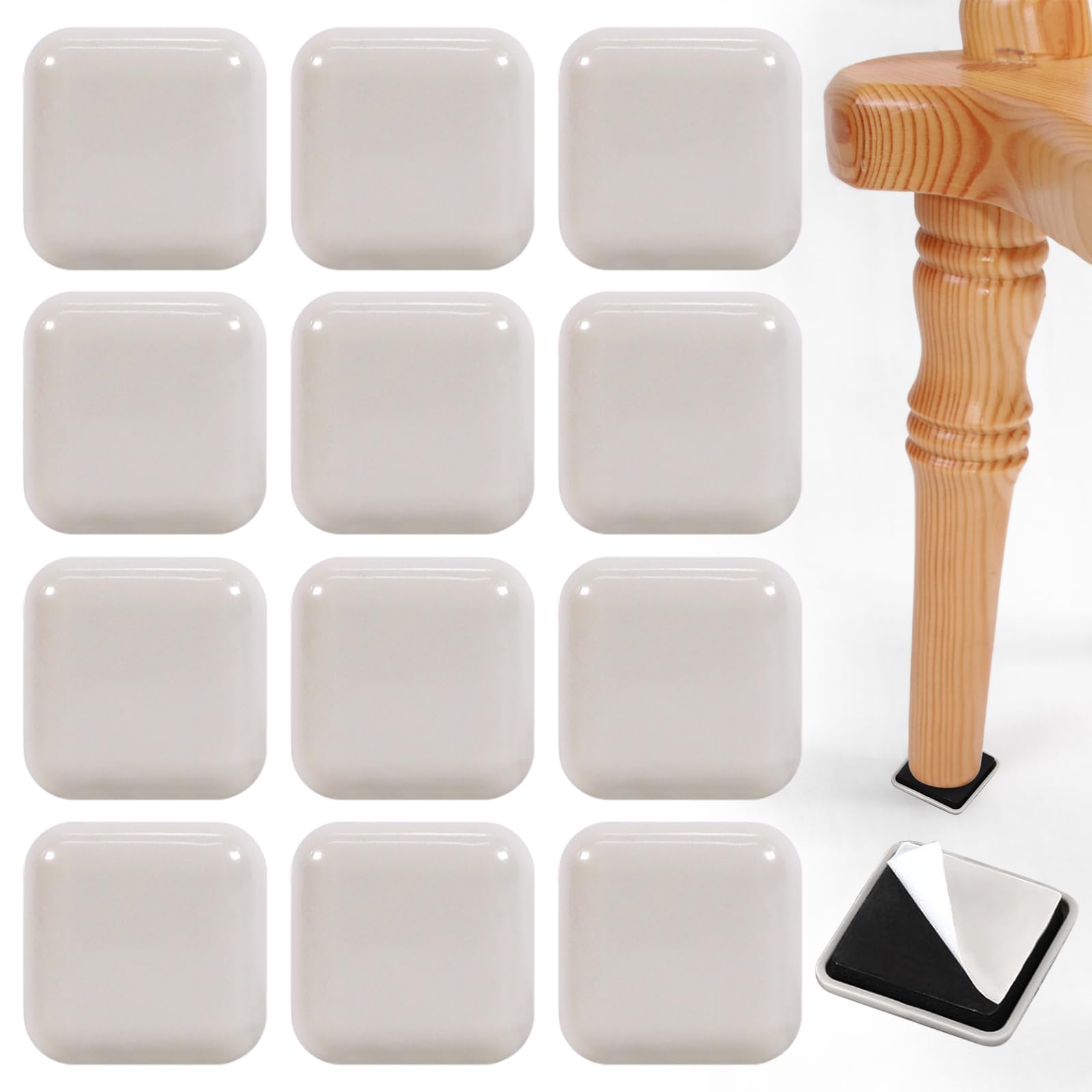 12 PCS Self-Stick Furniture Sliders Furniture Moving Pads for Furniture-Adhesive Carpet Sliders,Chair Sliders Furniture Sliders for Hardwood Floors (Square, 50 * 50MM)