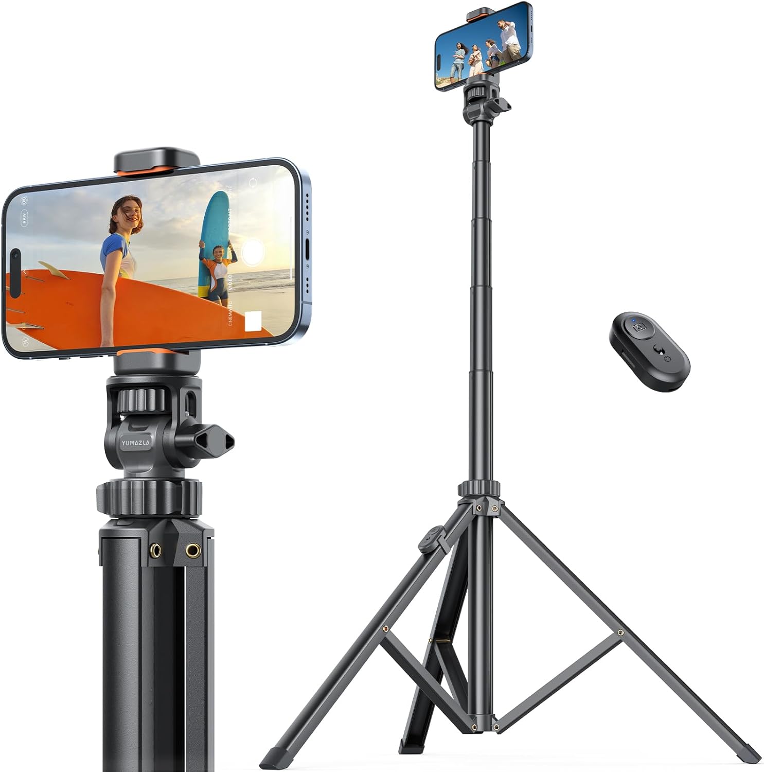 71”/180cm Extendable Phone Tripod Aluminum, Portable Travel Stand for Video Recording, Travel Tripod for iPhone/Cell Phone/Camera Video Light, Compatible with Smartphones, DSLR