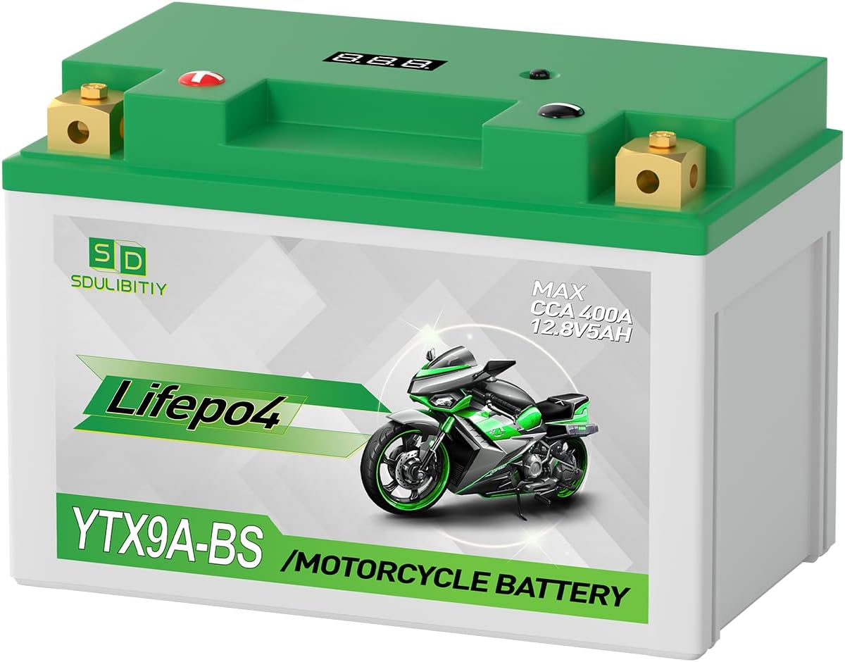 Lithium Motorcycle Battery, YTX9A-BS 12V5AH High Performance Power Sports, Compatible ATV, UTV, PWC, Seadoo, Polaris and Generator Battery