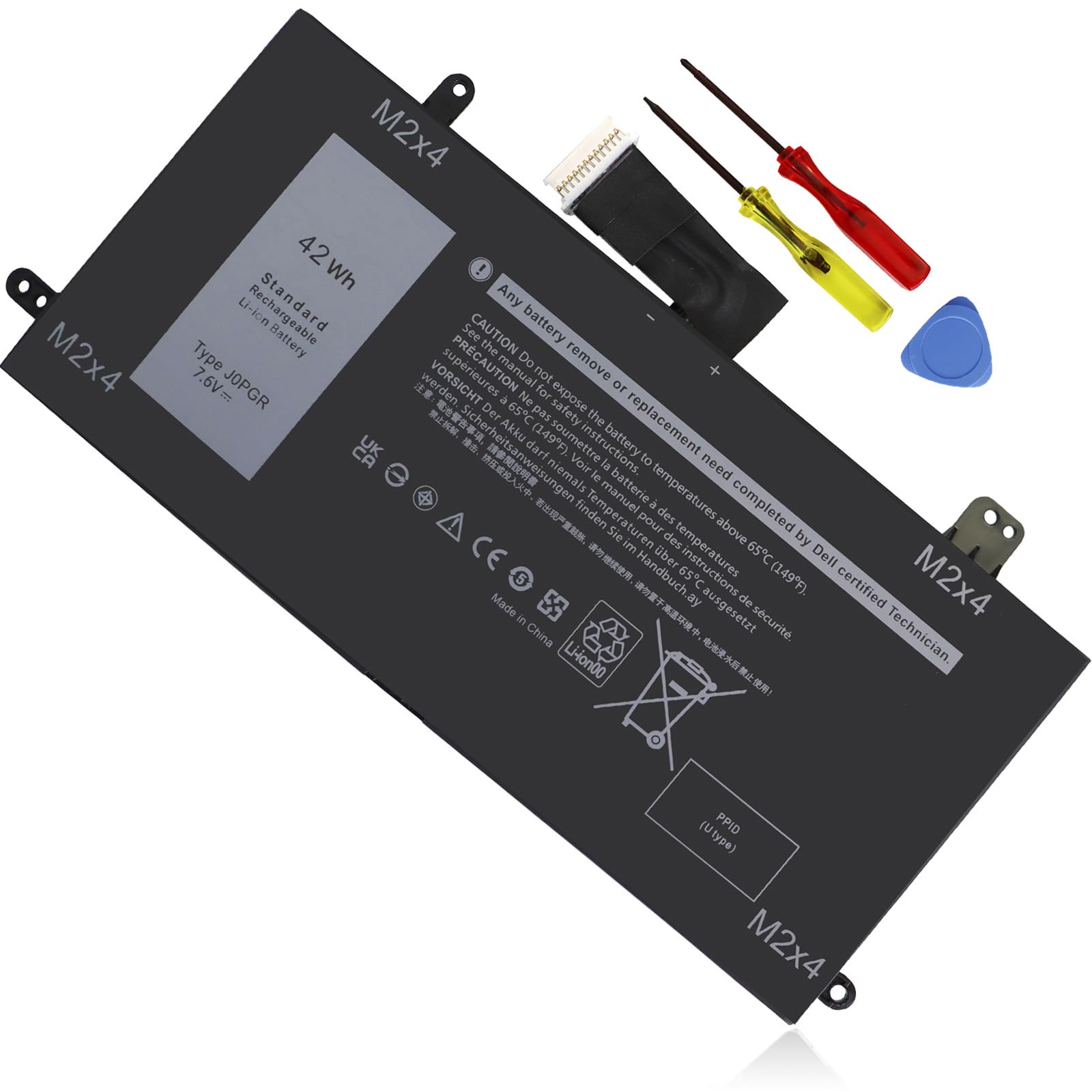 42Wh Type J0PGR JOPGR 7.6V Laptop Battery Replacement for Dell Latitude 12 5290 5285 2-in-1 T17G T17G001 T17G002 Series 0J0PGR FTH6F 0FTH6F 0RDYCT RDYCT 1WND8 X16TW 0X16TW FTG78