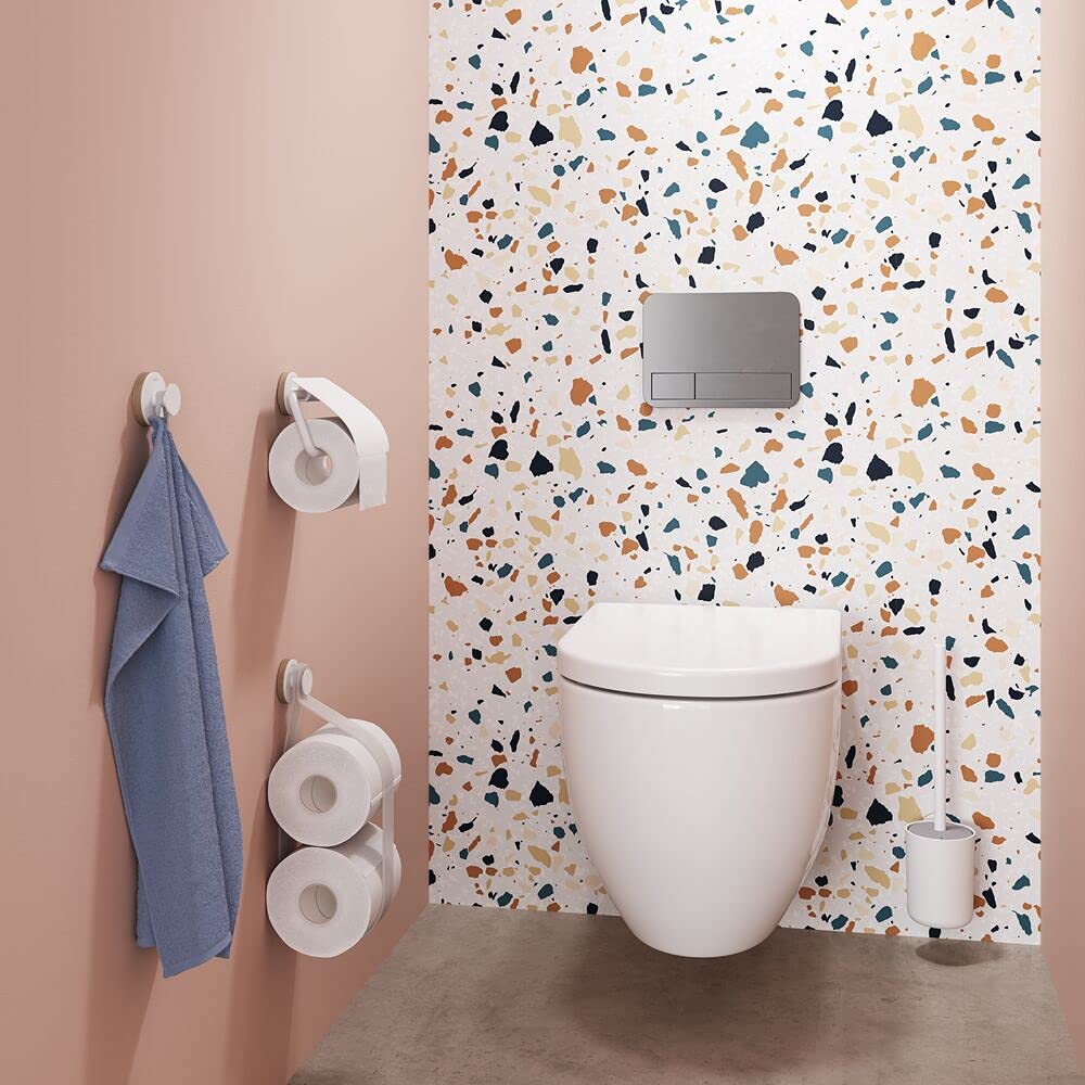 Tiger Urban Toilettenbürste, WC-Bürste mit Halter zur Wandbefestigung, mit austauschbaren Dekor-Ringen zur individuellen Gestaltung, hygienischer Deckel integriert, Farbe: Weiß