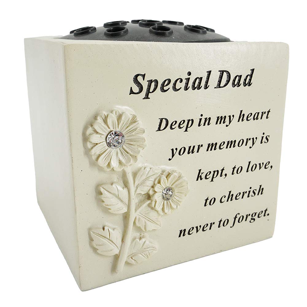 Angraves Special Dad Diamante Graveside Memorial Flower Pot Grave Vase Memorial Garden